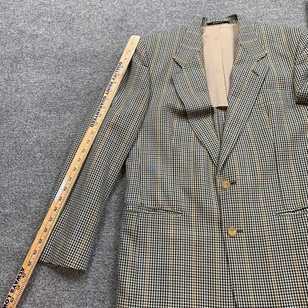 Vintage Daks London Blazer Mens 40 Beige Wool Houndstooth Sport Coat Notch 70s